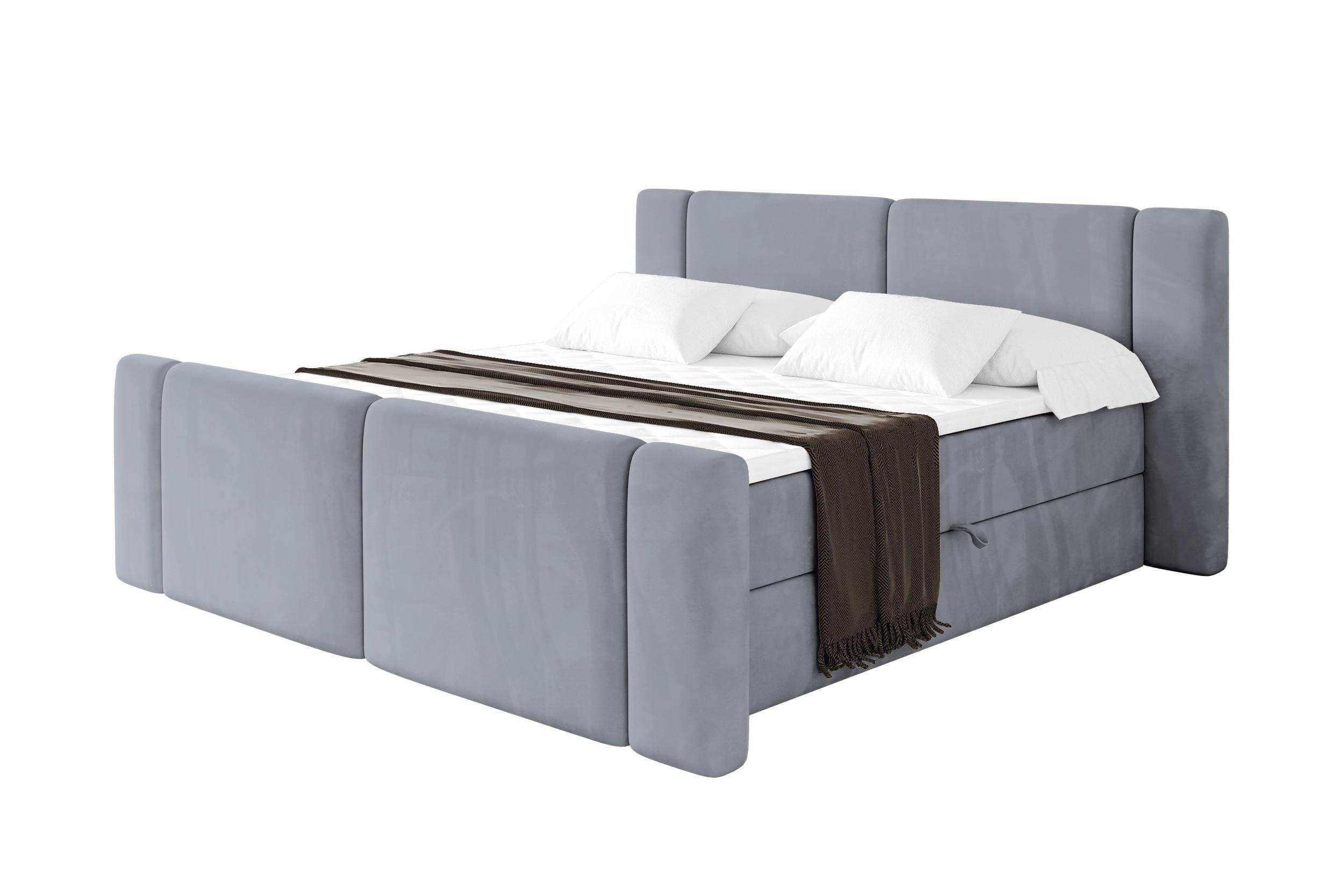 BOXBETT mit Matratze H3 - EVON Zanozek - 180x200 cm Grau - Grau, Holzwerkstoff (180/200cm) - ALTDECOR