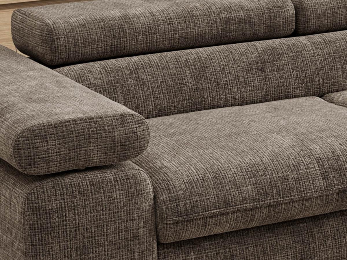 ECKSOFA PABLO L Braun Schenille grob gewebt - Rechts Seite mit T25 Topper - Schwarz/Braun, Textil/Metall (273/208cm) - MKS
