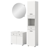 BADMÖBEL-SET weiß Hochglanz 3-teilig 120 cm, Komplettset mit 3D-Struktur - Weiß Hochglanz, Glas/Holzwerkstoff (195/187/37cm) - Inn.Furn