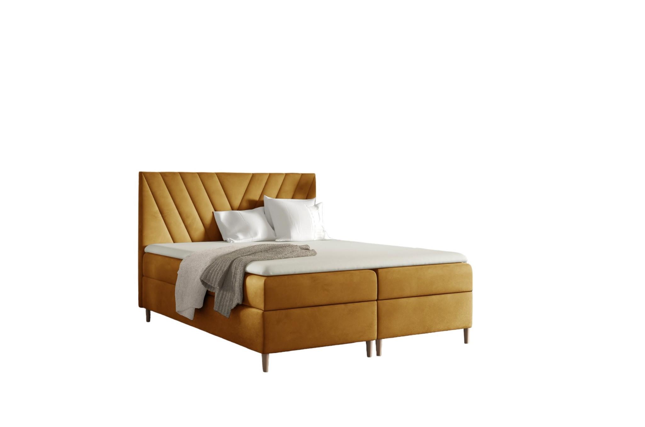 BOXBETT Espen Premium - Gelb, Holzwerkstoff/Textil (160/200cm) - Fun Möbel