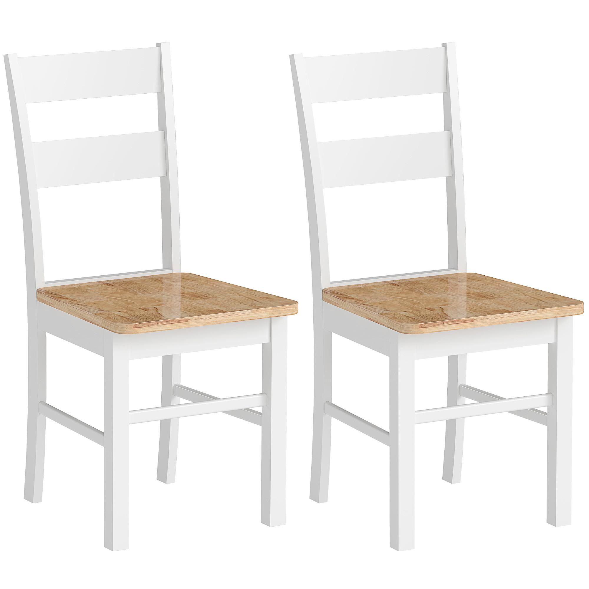 ESSZIMMERSTÜHLE 2er Set Gummiholz Eiche - Eichefarben/Weiß, Holz (40/88.5/50.5cm) - HOMCOM