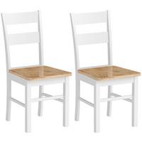 ESSZIMMERSTÜHLE 2er Set Gummiholz Eiche - Eichefarben/Weiß, Holz (40/88.5/50.5cm) - HOMCOM