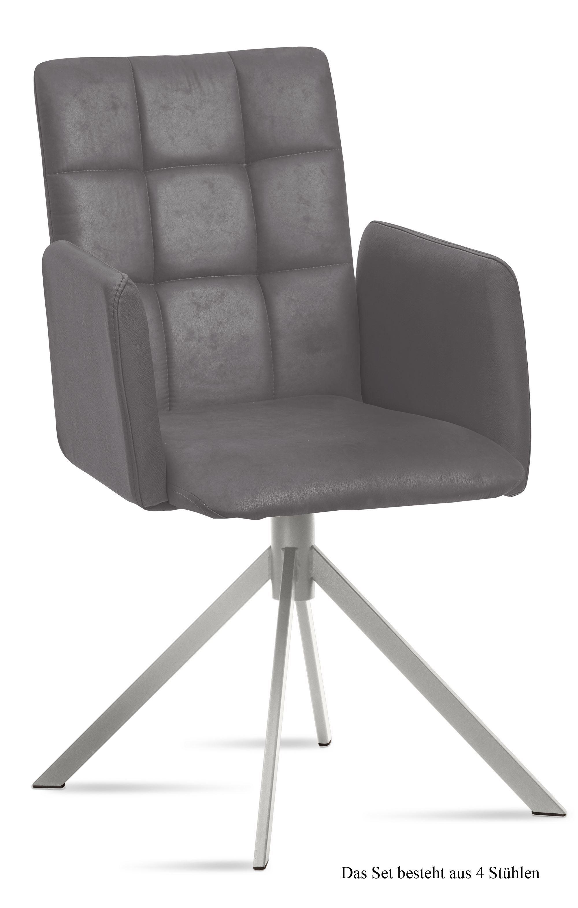 ARMLEHNSTUHL (4er-Set) Dorita 52x91x60 Edelstahl/Grau - Edelstahlfarben/Grau, Kunststoff (60/91/52cm) - 58aufmkessel