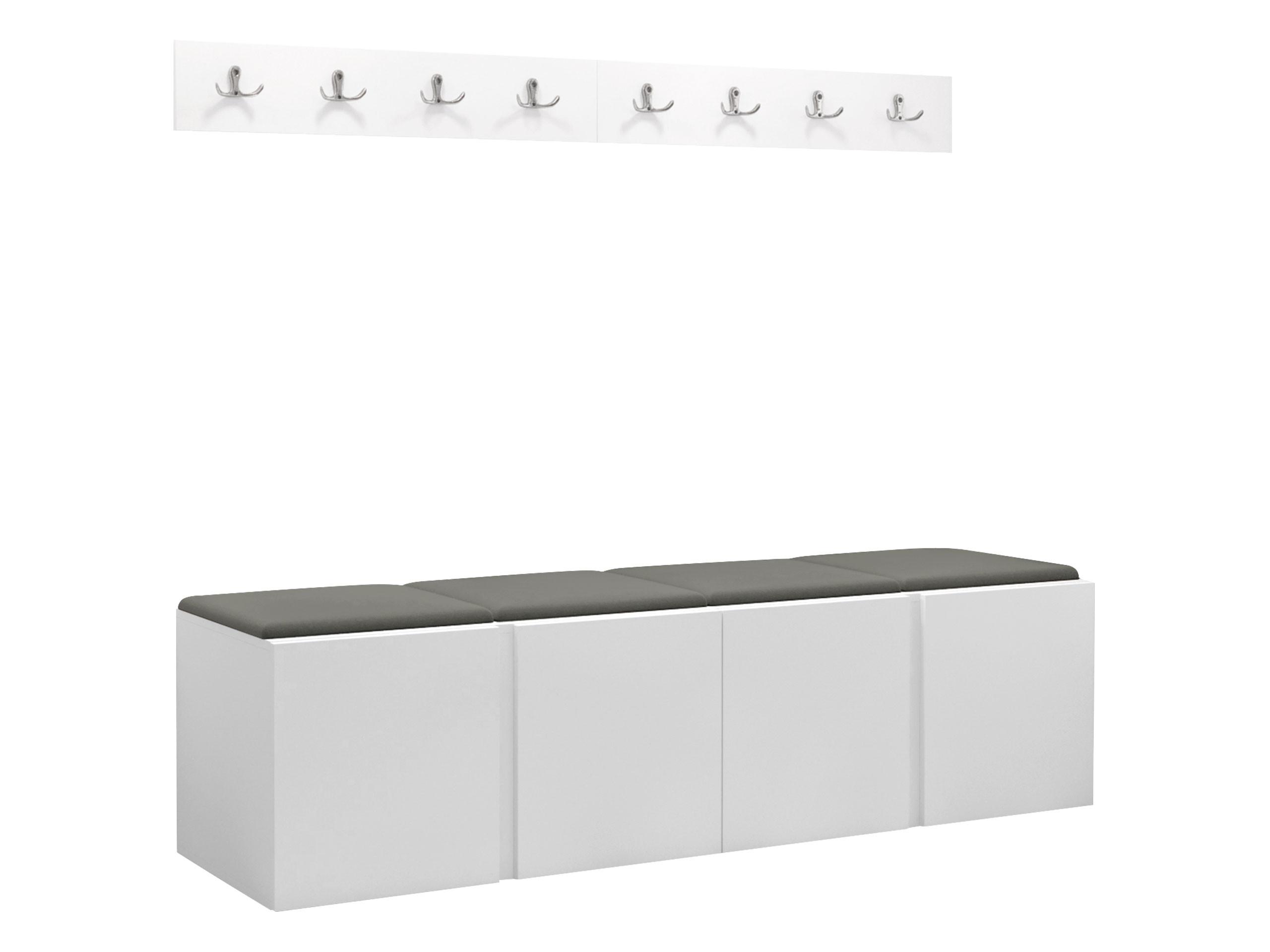 GARDEROBEN-SET Orion VII - Weiß/Grau, Holzwerkstoff/Kunststoff (168/42/46cm) - MIRJAN24