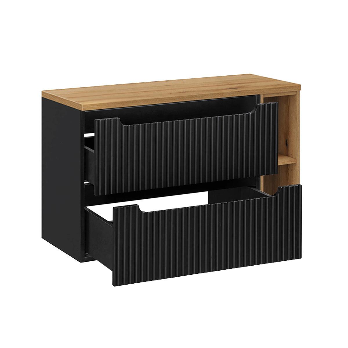 WASCHTISCH 100.4cm Riva Schwarz und Holz - Schwarz, Holzwerkstoff (100.4/59/40cm) - Petits-meubles