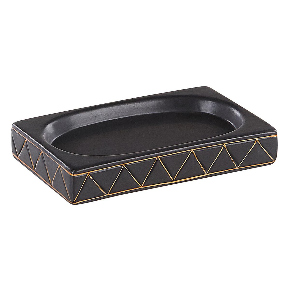 BADEZIMMER Set 5-teilig Keramik schwarz/gold Lanco - Goldfarben/Schwarz, Keramik (13/38/11cm) - Beliani