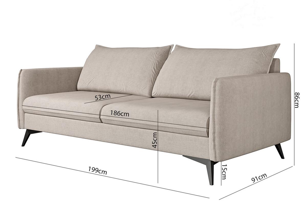 3-SITZER-SOFA Pulse Beige Luxusmicrofaser - Ecru/Beige, Holz/Textil (199/86/91cm) - S-Style Möbel
