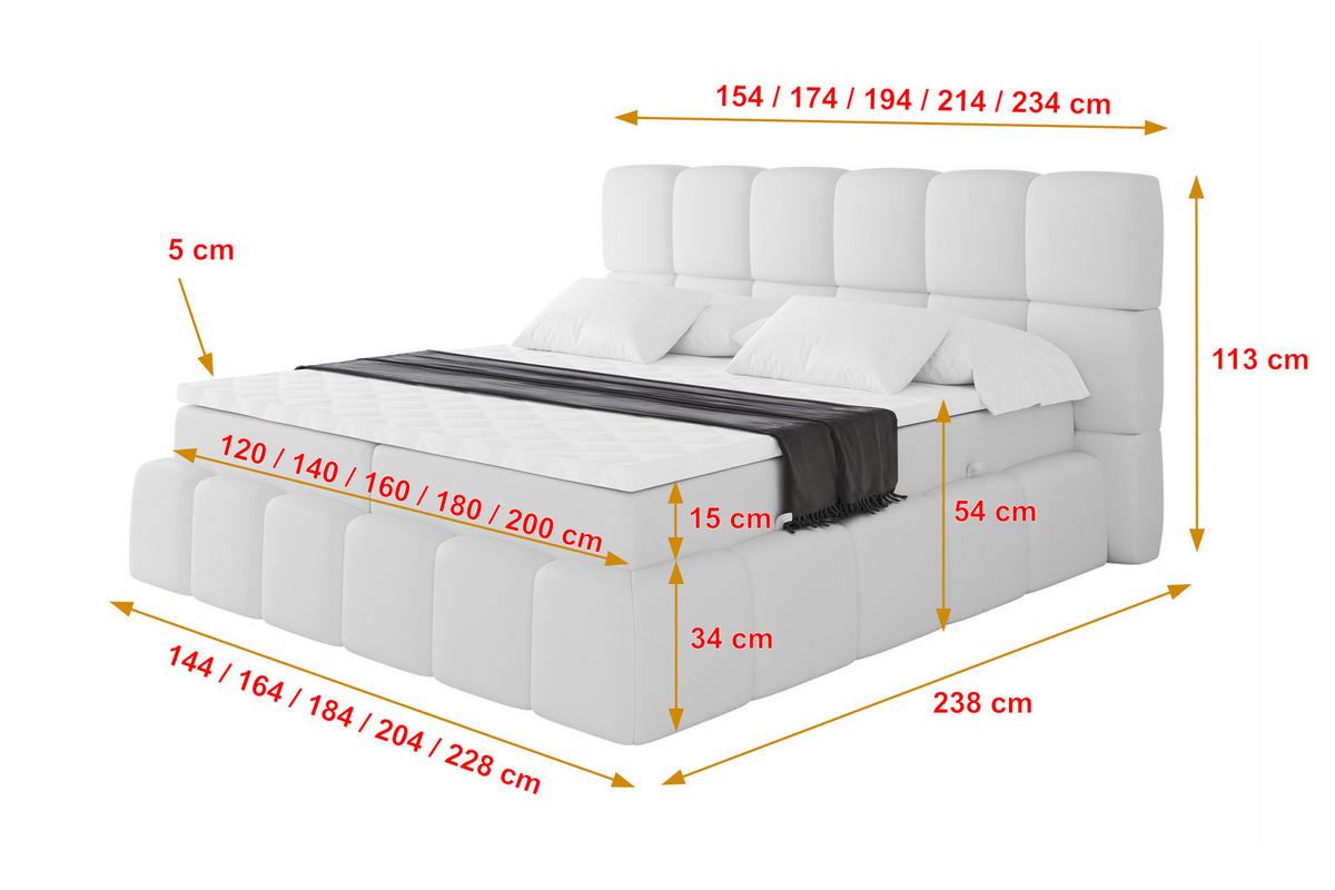 BOXBETT - AURI-H3 - 160x200 Weiß Kunstleder - Weiß, Holzwerkstoff (160/200cm) - ALTDECOR