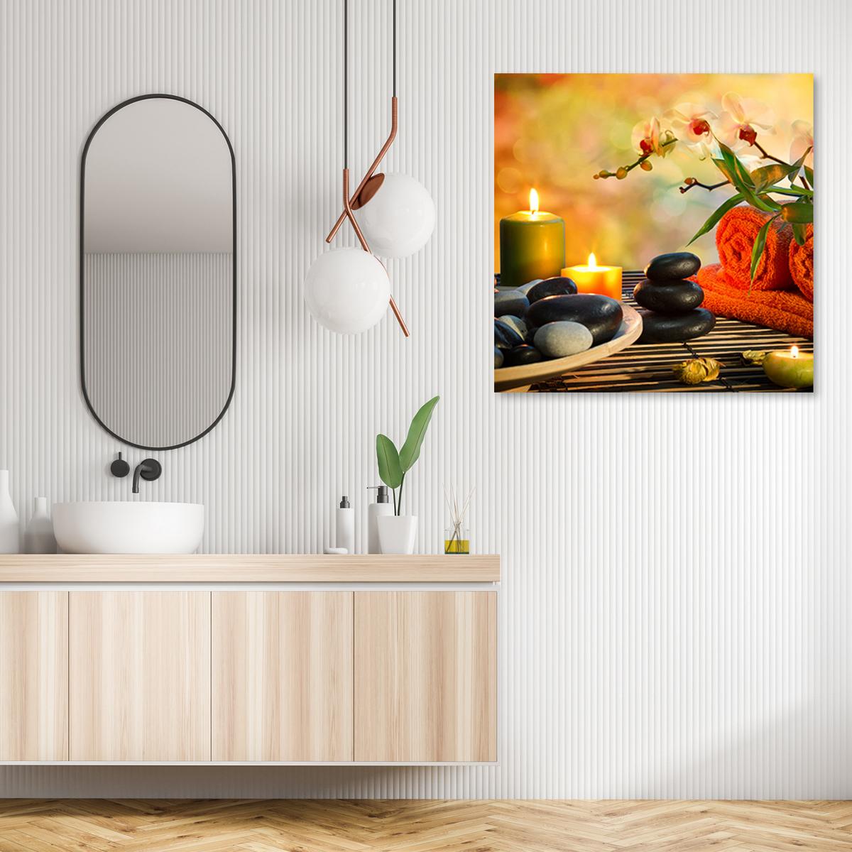 WANDBILD spa zen stones orient - Orange, Textil (50/50cm) - Feeby
