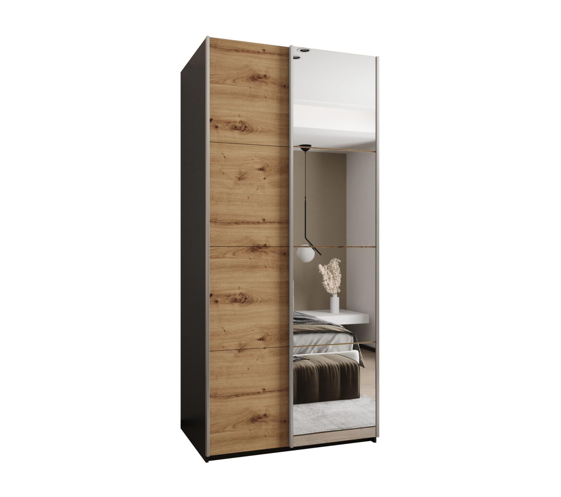 SCHWEBETÜRENSCHRANK 245,5/120/64 2-türig - Silberfarben/Schwarz, Holz/Metall (120/245/64cm) - Abiks Möbel