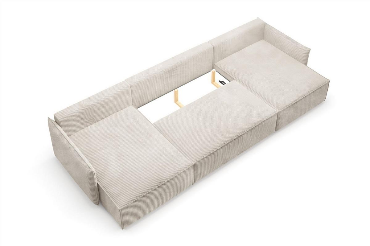 WOHNLANDSCHAFT Minea - Beige, Holzwerkstoff/Textil (362/70/153cm) - Fun Möbel