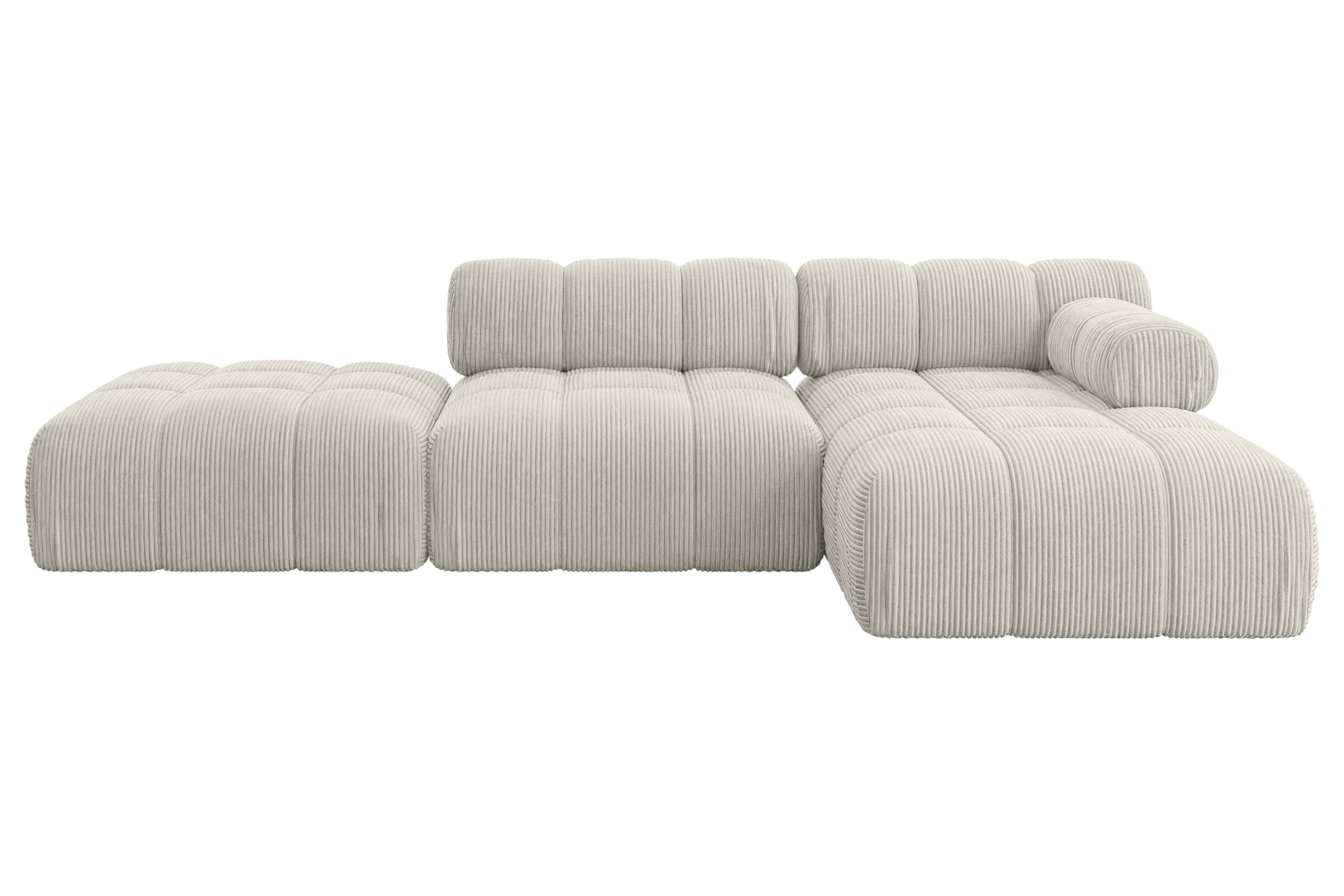 ECKSOFA modulares Sofa Lizur-L1 - 285x160x70 cm Creme Cord - Hellgrau/Creme, Holzwerkstoff/Textil (285/160cm) - ALTDECOR