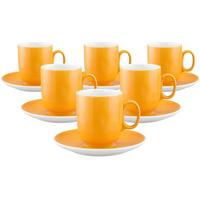 KAFFEEBECHER MIT UNTERTASSEN Sento Home Pure Colors Mango Orange 400 ml 6er Set - Orange, Keramik (0.4L) - Seltmann Weiden