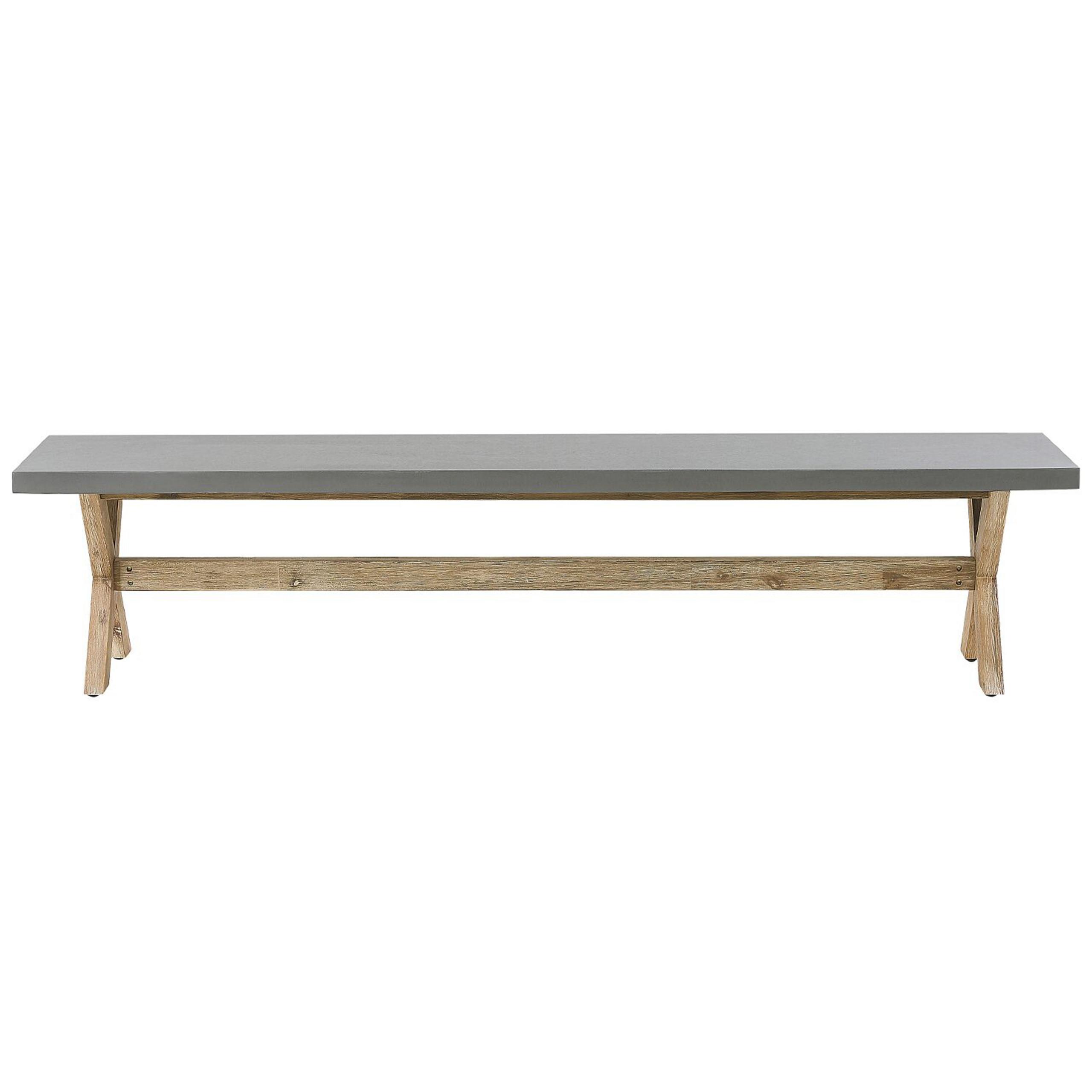 GARTENBANK Faserzement/Akazienholz grau/heller Holzfarbton 200 cm Olbia - Grau, Stein (200/45/40cm) - Beliani