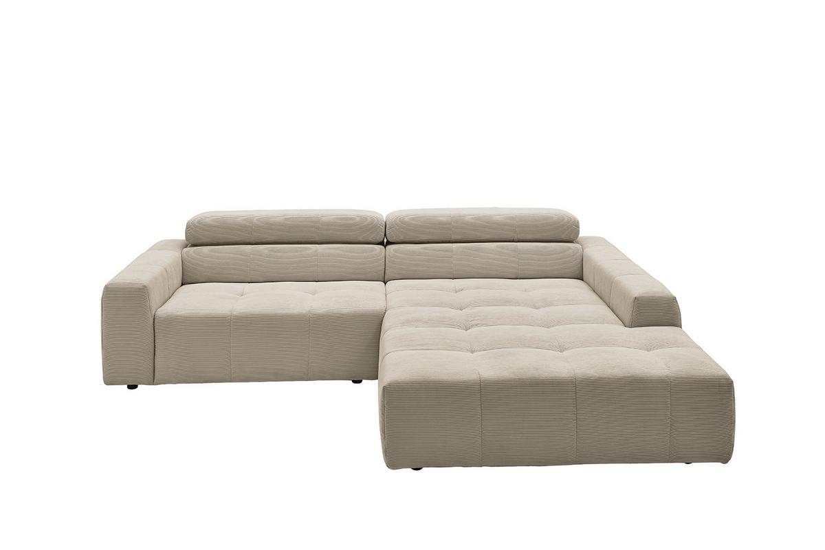 ECKSOFA RENO Beige Cord - Beige/Schwarz, Kunststoff/Textil (258/217cm) - KAWOLA