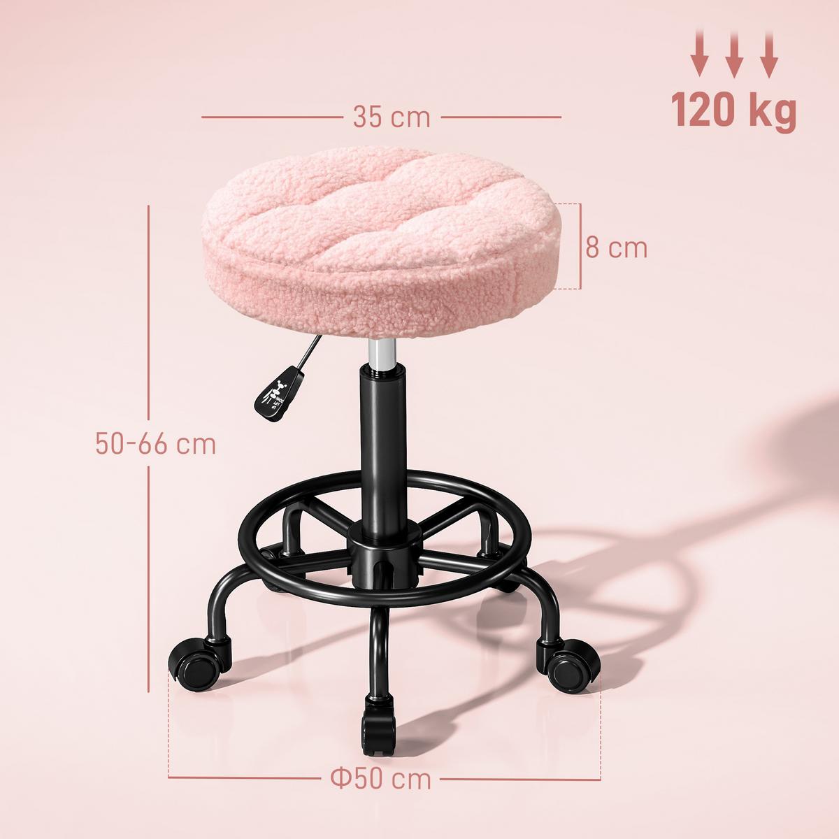 ROLLHOCKER Polyester Metall Rosa - Rosa, Kunststoff (50/66/50cm) - HOMCOM