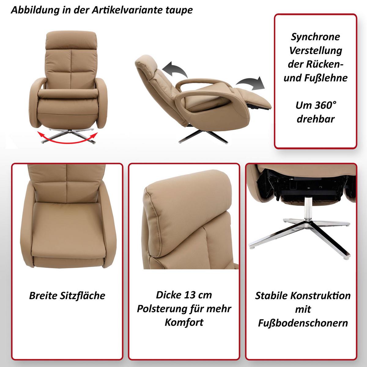 RELAXSESSEL Schwarz - Schwarz, Leder (70/109/147cm) - MCW