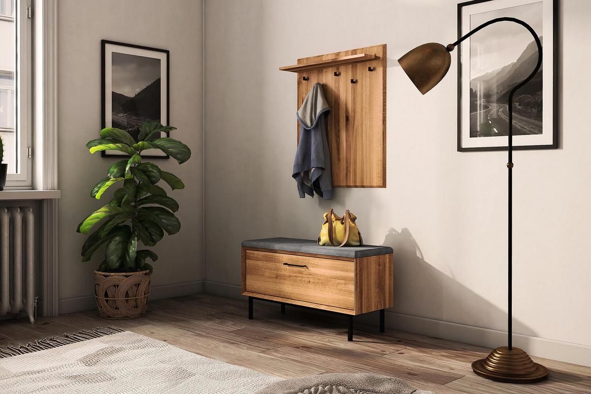 HALLENBANK LEON Wildeiche - Wildeiche, Holz (97/52/36cm) - byoak