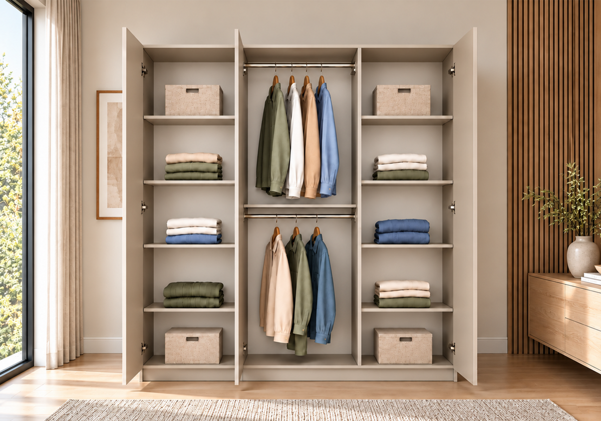 DREHTÜRENSCHRANK ROSA 3D 150/210/55, 3-türig, Kaschmir - Kaschmir, Holzwerkstoff (150/210/55cm) - imoebel24