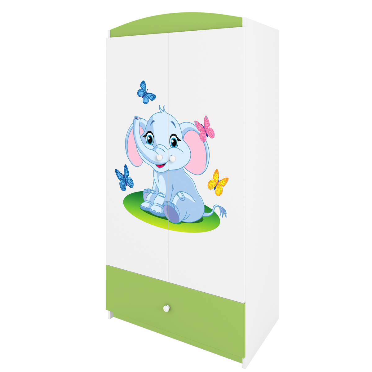 KINDERKLEIDERSCHRANK Elefant - Grün, Holzwerkstoff (90/175/52cm) - RAUMHIRSCH FURNITURE