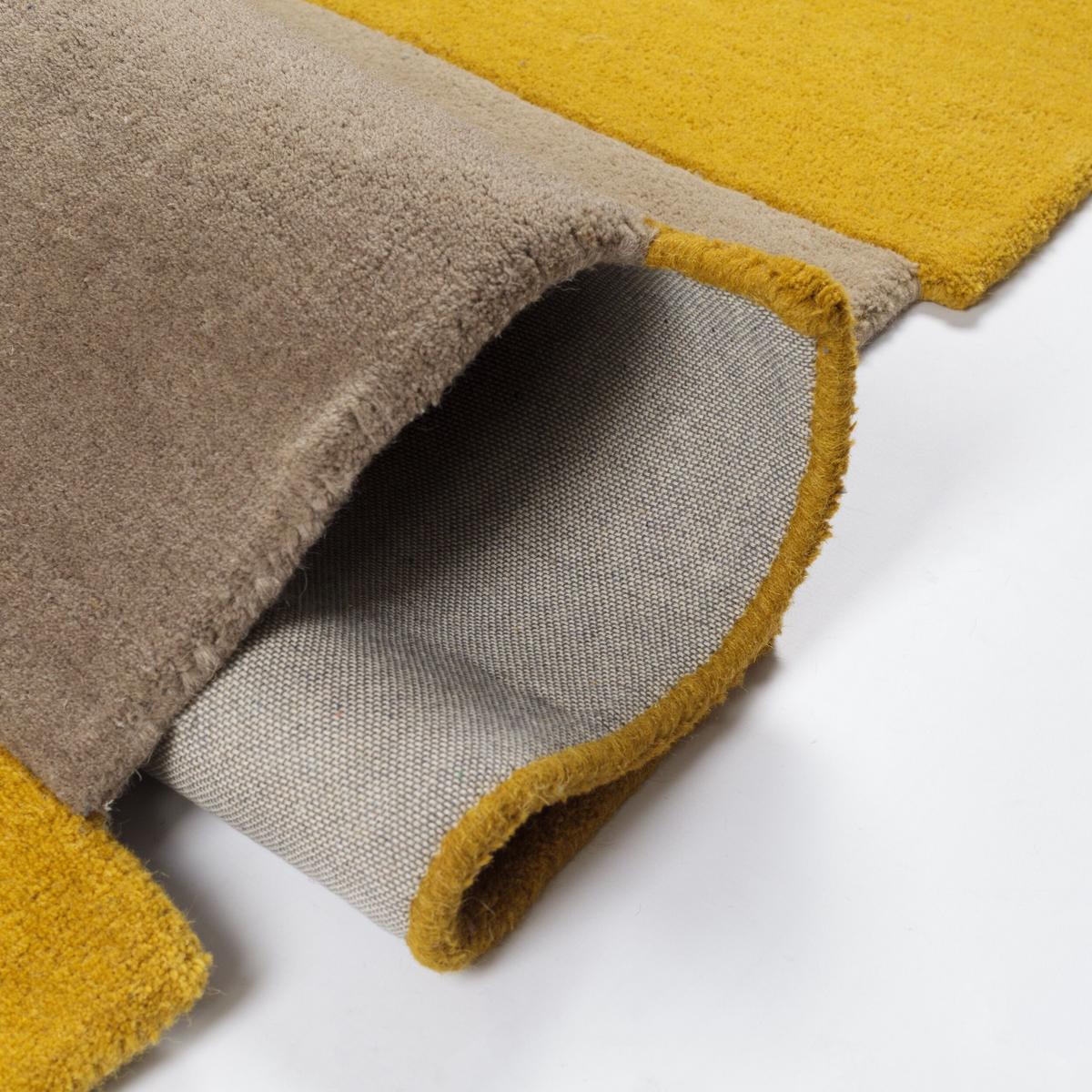 WOLLTEPPICH HALLEIN, geometrisch, Senfgelb, 120 x 180 cm - Gelb, Textil (120/180cm) - KADIMA DESIGN