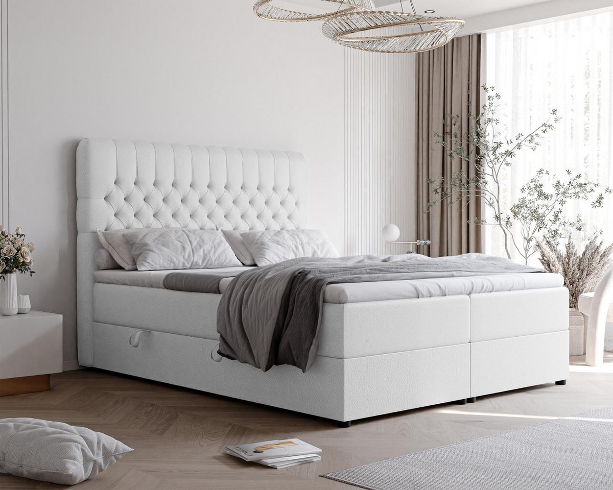 BOXBETT 120x200 cm mit Topper - Weiß, Holzwerkstoff/Textil (120/200cm) - Idohome