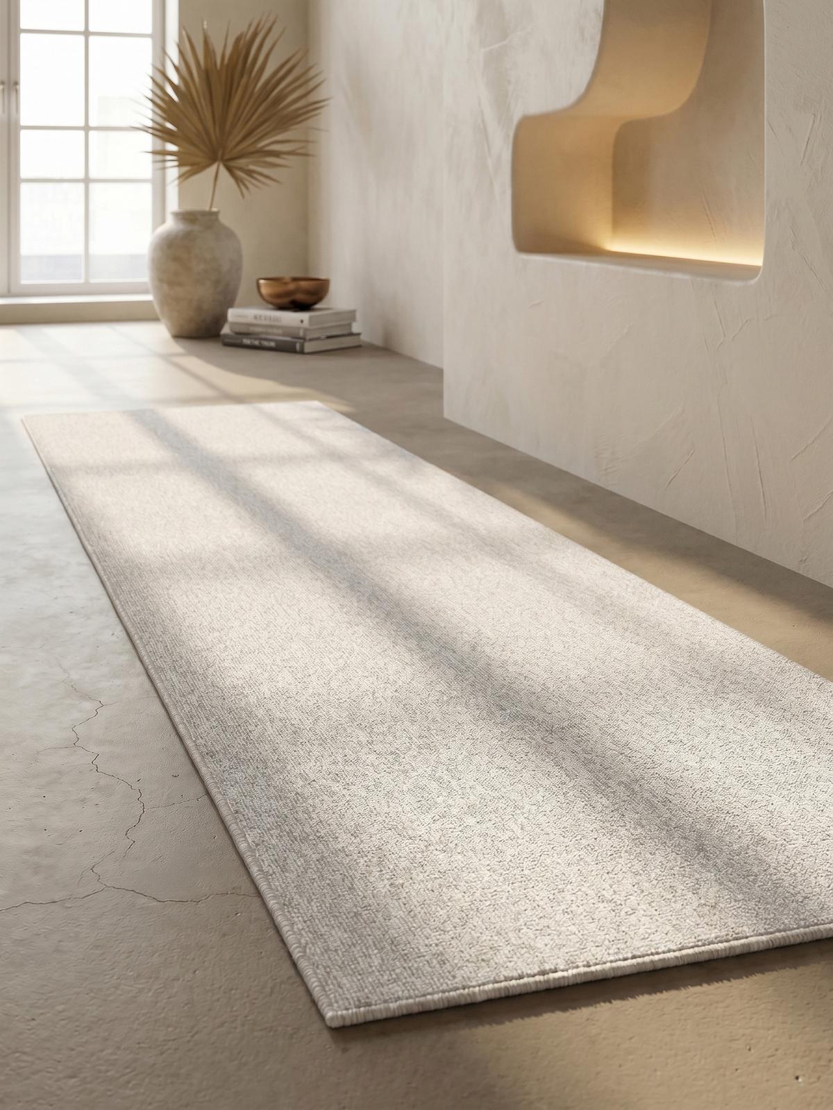 KURZFLORTEPPICH AMMER, einfarbig, Creme, 80 x 250 cm - Beige, Textil (250/80cm) - KADIMA DESIGN