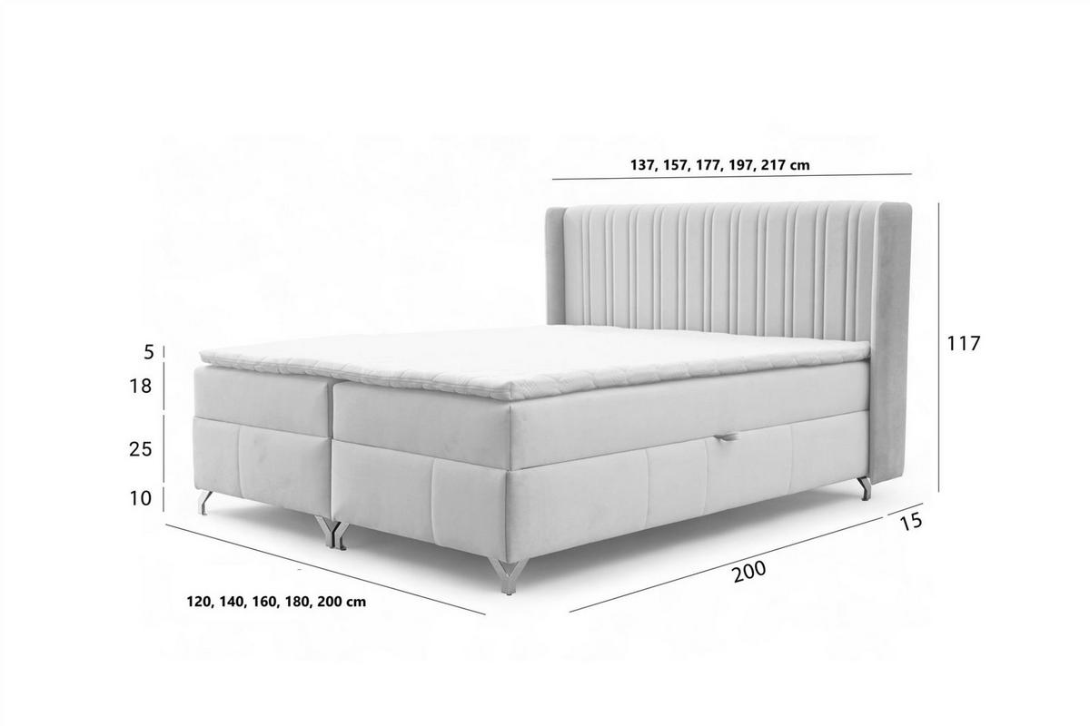 BOXBETT Damien - Creme, Holzwerkstoff/Textil (120/200cm) - Fun Möbel