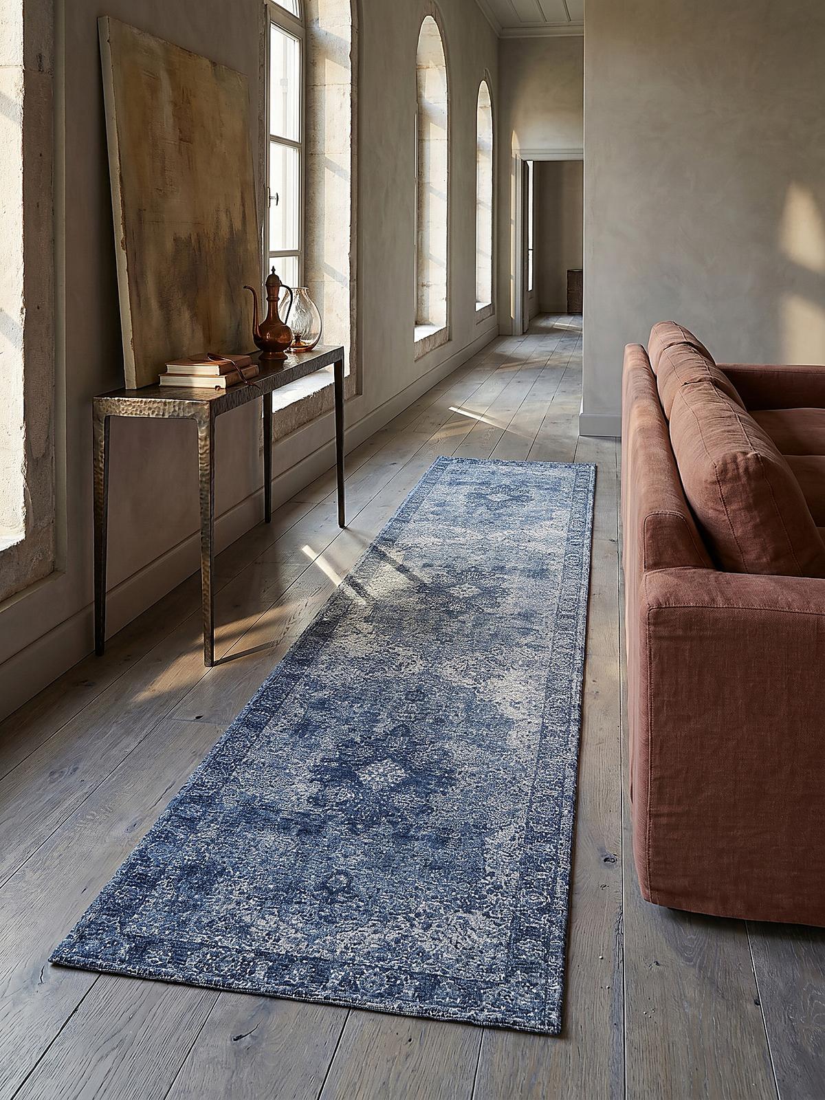 TEPPICH COQUET, im Vintage-Stil, Blau, 60 x 230 cm - Blau, Textil (60/230cm) - KADIMA DESIGN