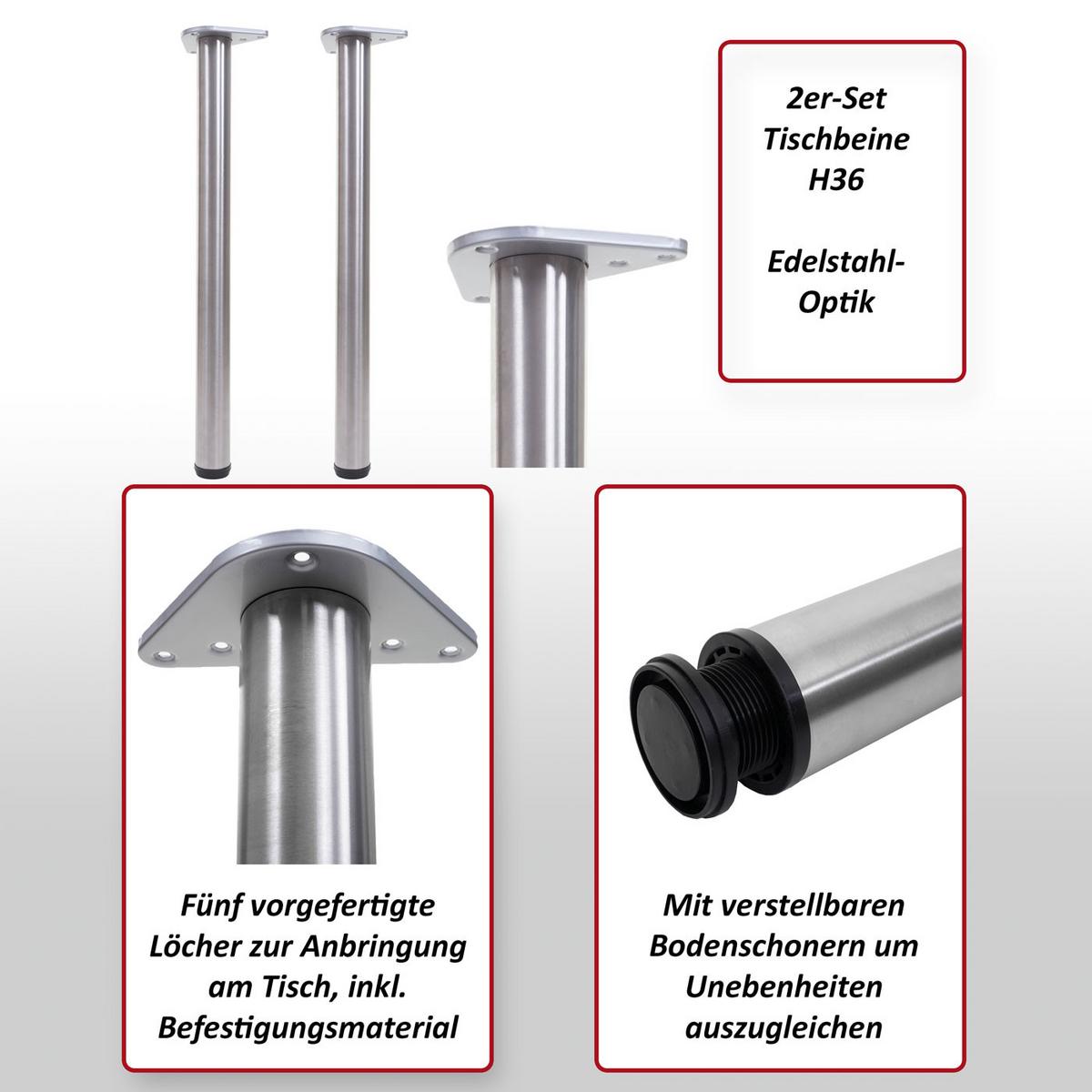 TISCHBEIN rund Silber 2er-Set - Silberfarben, Metall (17/73/6cm) - MCW