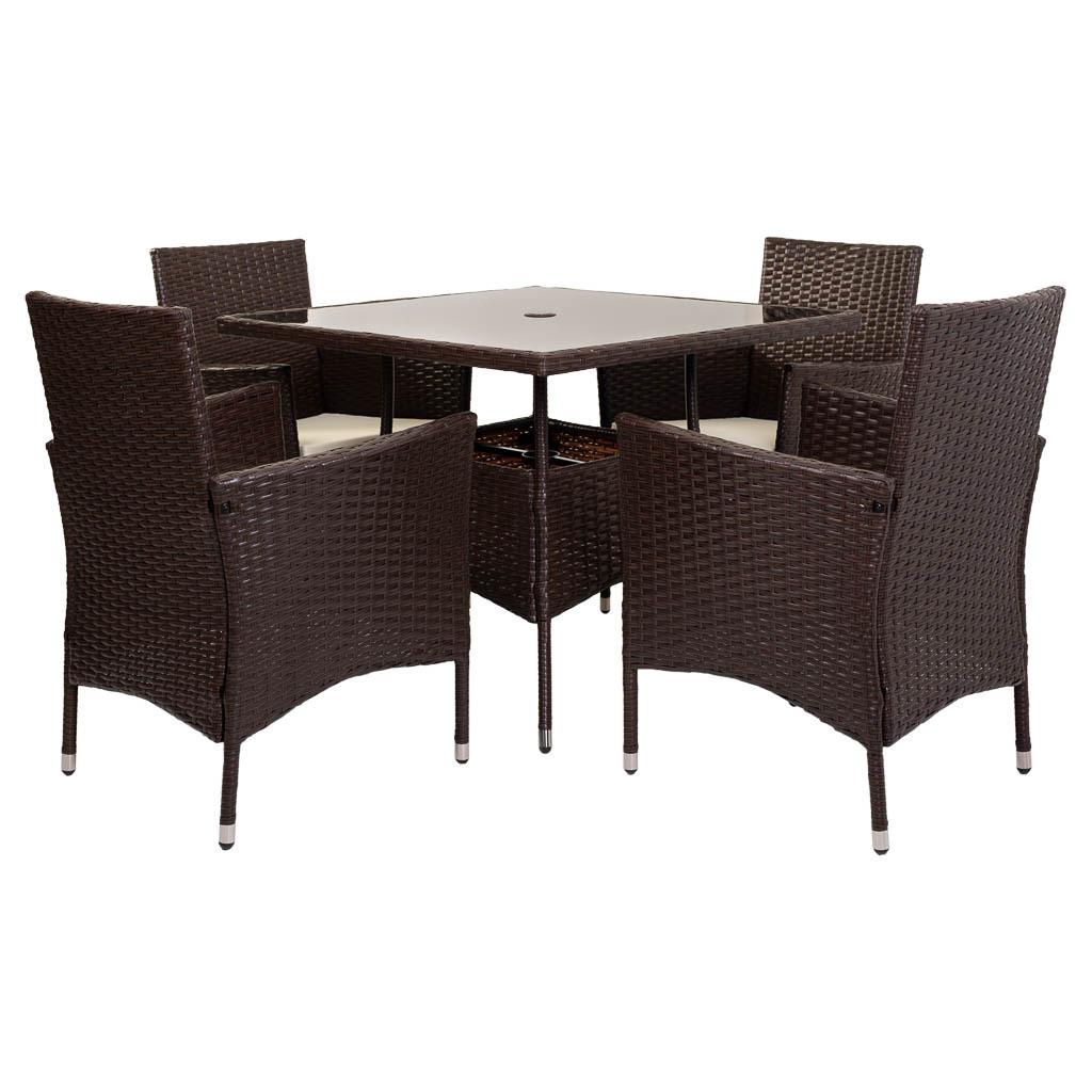 GARTEN-ESSGRUPPE, 5er-Set, dunkelgrau - Braun, Naturmaterialien - Wanderlust