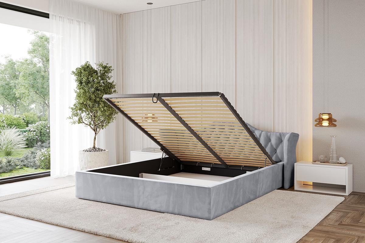 POLSTERBETT mit Bettkasten und Lattenrost, Boxbett ohne Matratze - ZORAN-V1 120x200 Hellgrau - Hellgrau, Holzwerkstoff/Textil (120/200cm) - ALTDECOR