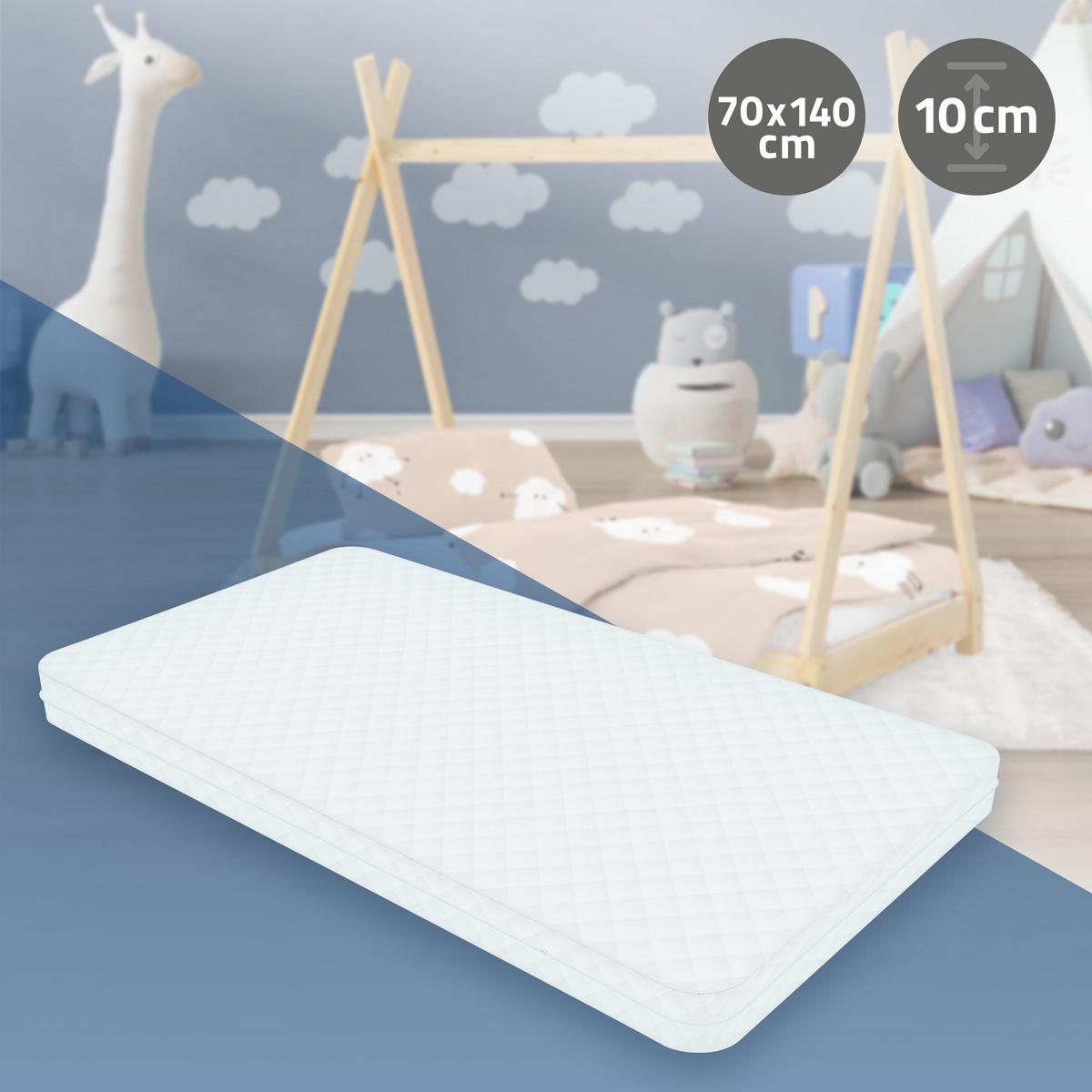 MATRATZE 70x140x10 cm Schadstoffgeprüft Öko-Tex 100 Zertifiziert - Weiß, Textil (70/140cm) - ML-DESIGN