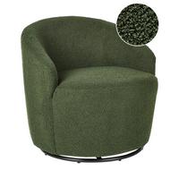 DREHSESSEL Bouclé Dunkelgrün Davik - Schwarz/Grün, Textil (62/67/63cm) - Beliani