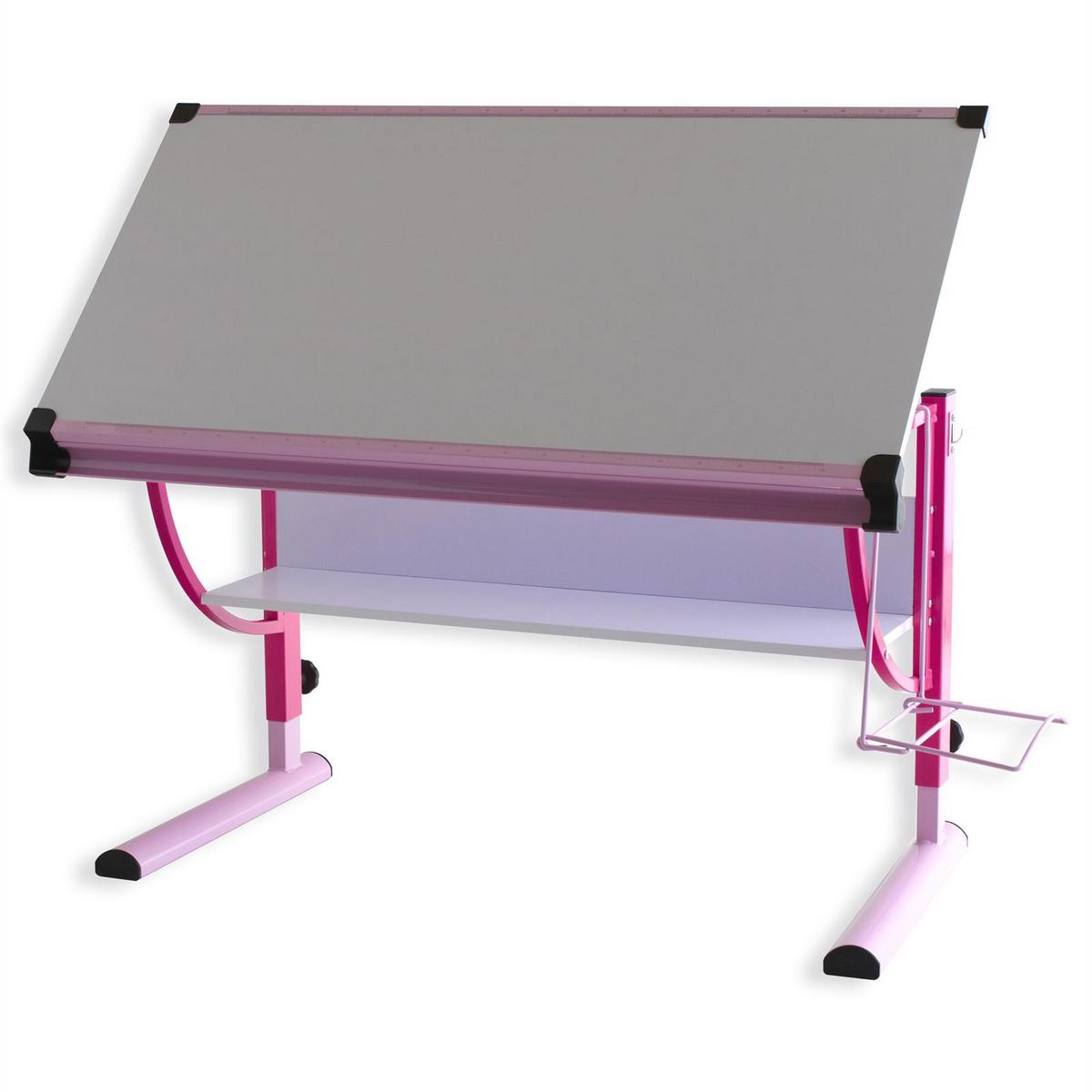 KINDERSCHREIBTISCH CARINA - Weiß/Rosa, Holzwerkstoff/Metall (114/90/60cm) - IDIMEX