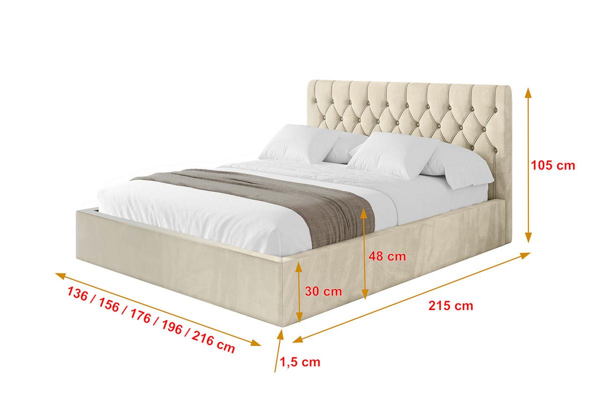 POLSTERBETT mit Bettkasten und Lattenrost, Boxbett ohne Matratze - RENO 180x200 Beige - Ecru, Holzwerkstoff/Textil (180/200cm) - ALTDECOR