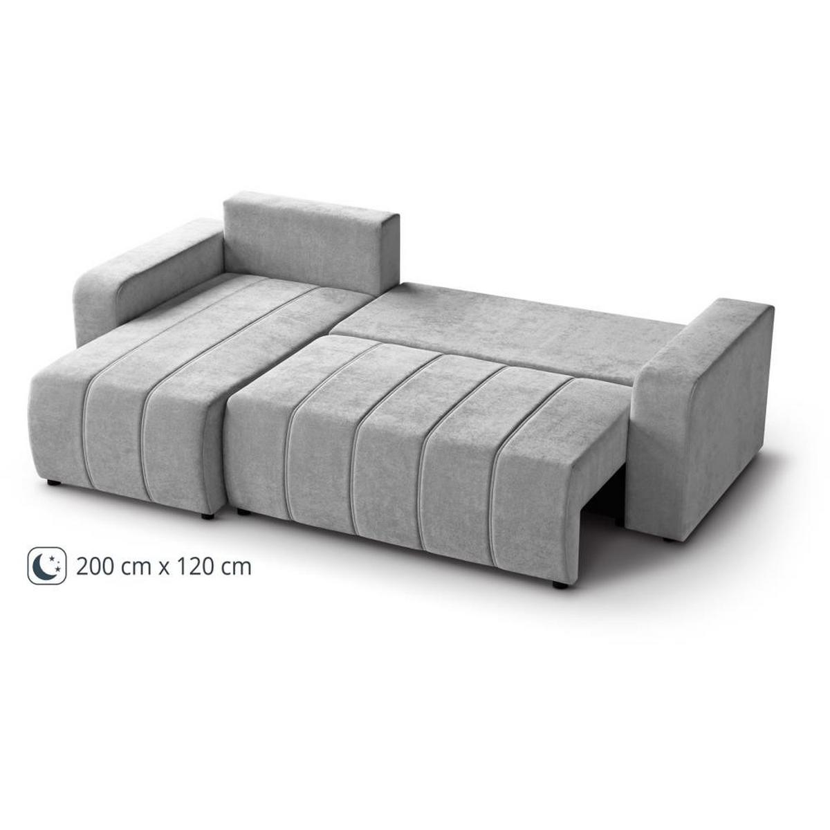 ECKSCHLAFSOFA Mori graphit - Graphitfarben/Schwarz, Kunststoff/Textil (250/155cm) - Beautysofa
