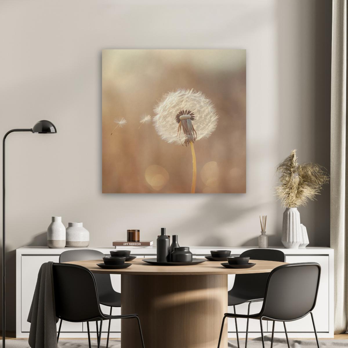 AKUSTIKBILD Löwenzahn - Beige - Natur - Blume Akustikpaneele 80x80 cm - Hellbraun, Kunststoff (80/80/0.9cm) - MuchoWow