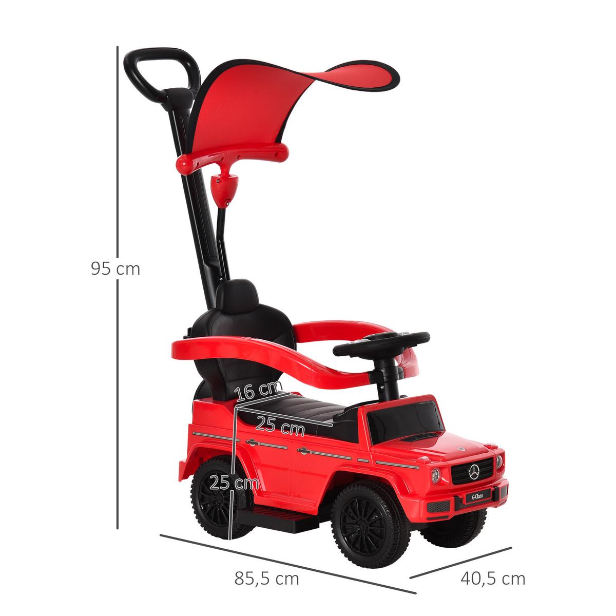 RUTSCHFAHRZEUG mit Sonnendach Rot - Rot, Kunststoff (85.5/40.5/95cm) - HOMCOM