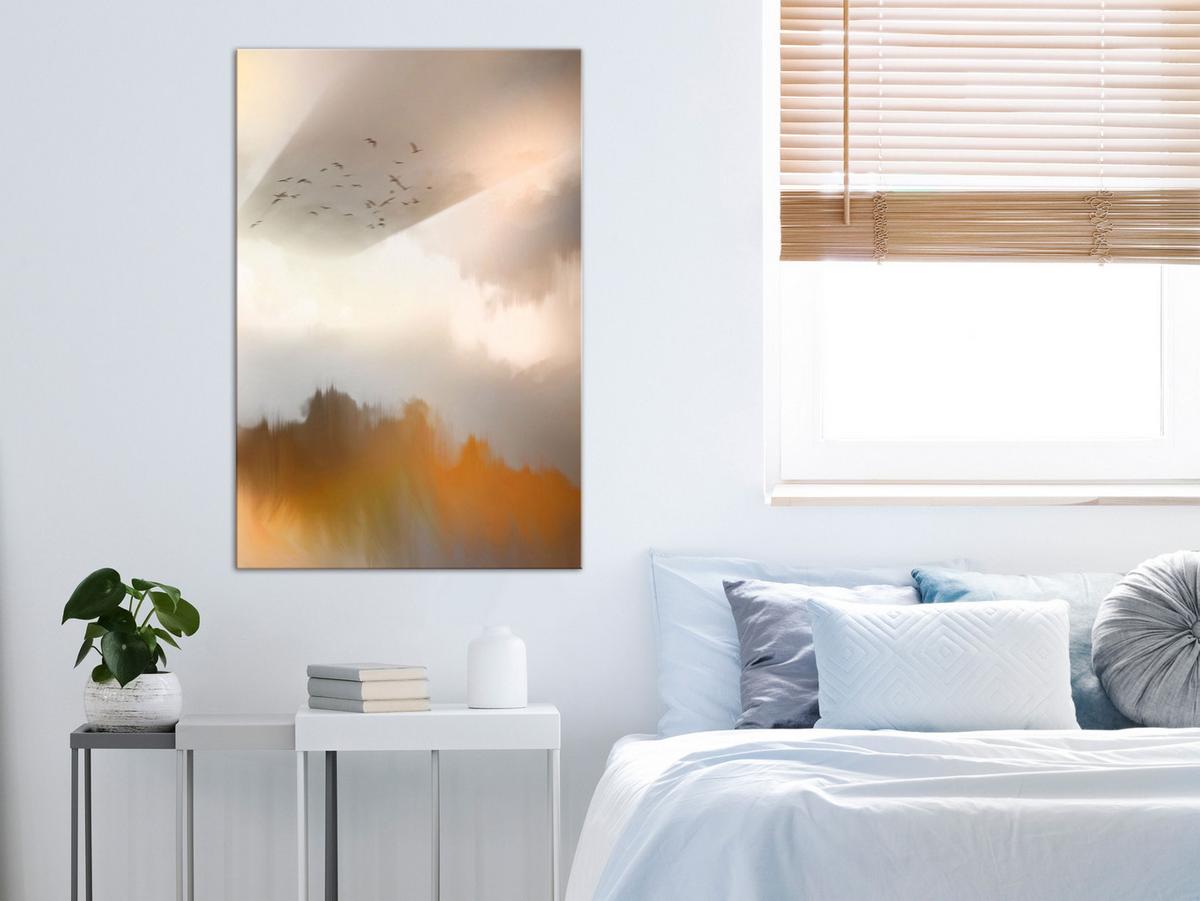 KUNSTDRUCK Grau 60/90 cm - Orange/Grau, Textil (60/90cm) - KUNSTLOFT