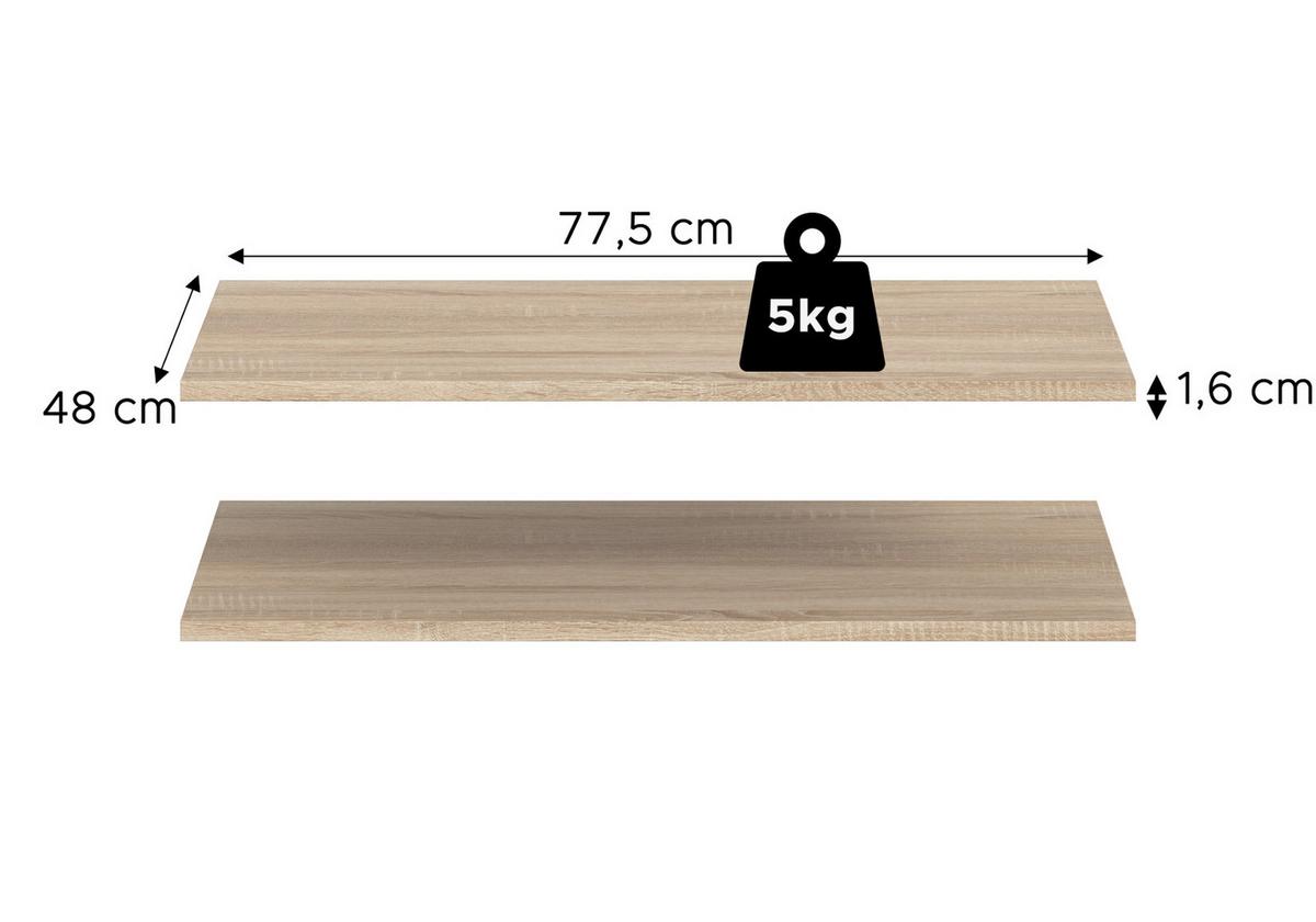 KLEIDERSCHRANK Eiche Sonoma 3-türig 120 x 181 cm, Drehtürenschrank mit Kleiderstange - Eichefarben/Schwarz, Holzwerkstoff/Kunststoff (120/181/52cm) - Inn.Furn