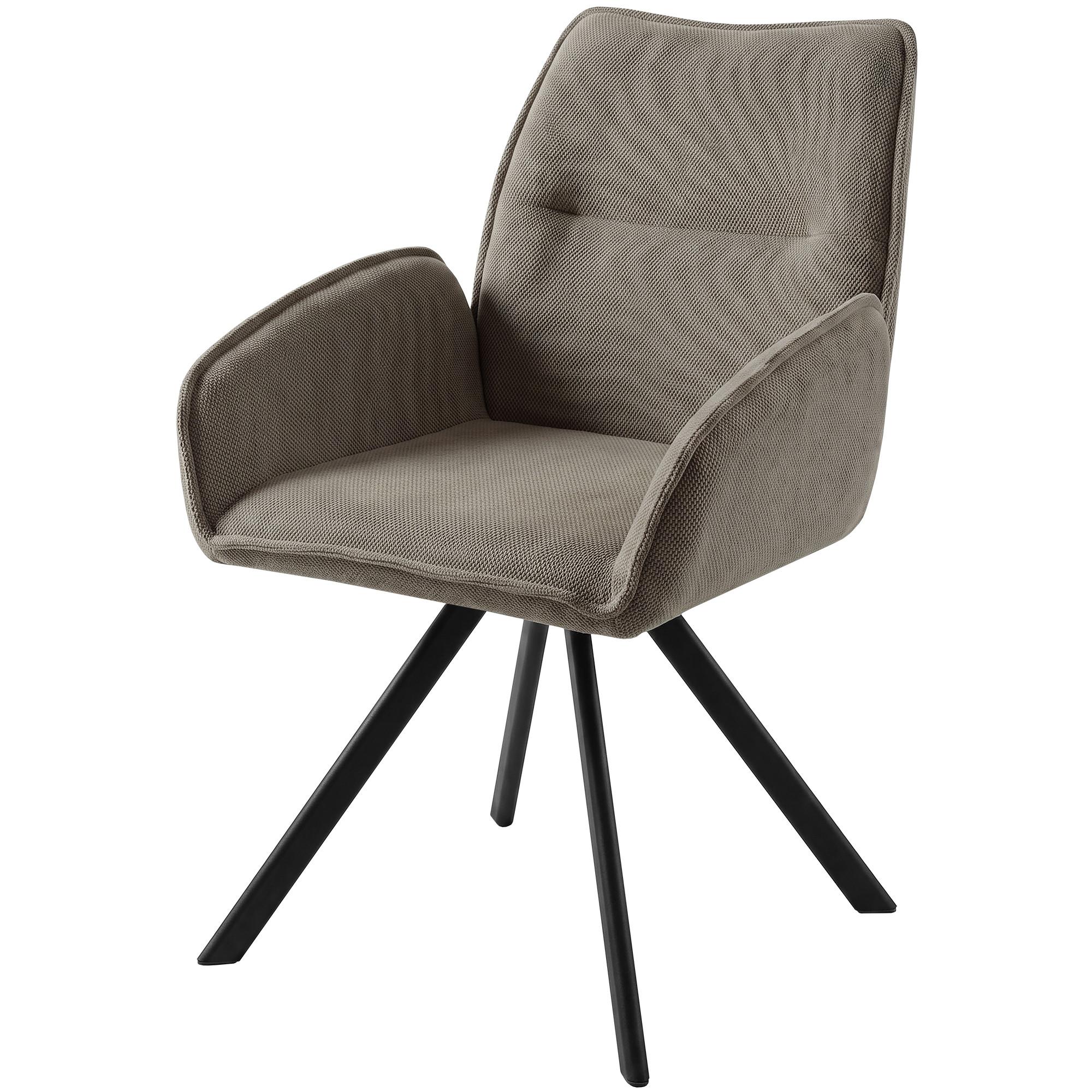 DREHSTUHL Zerra im Geflechtstoff mit Metallbeinen, Dunkelbeige - Schwarz/Cappuccino, Metall (55/87/46cm) - Beautysofa