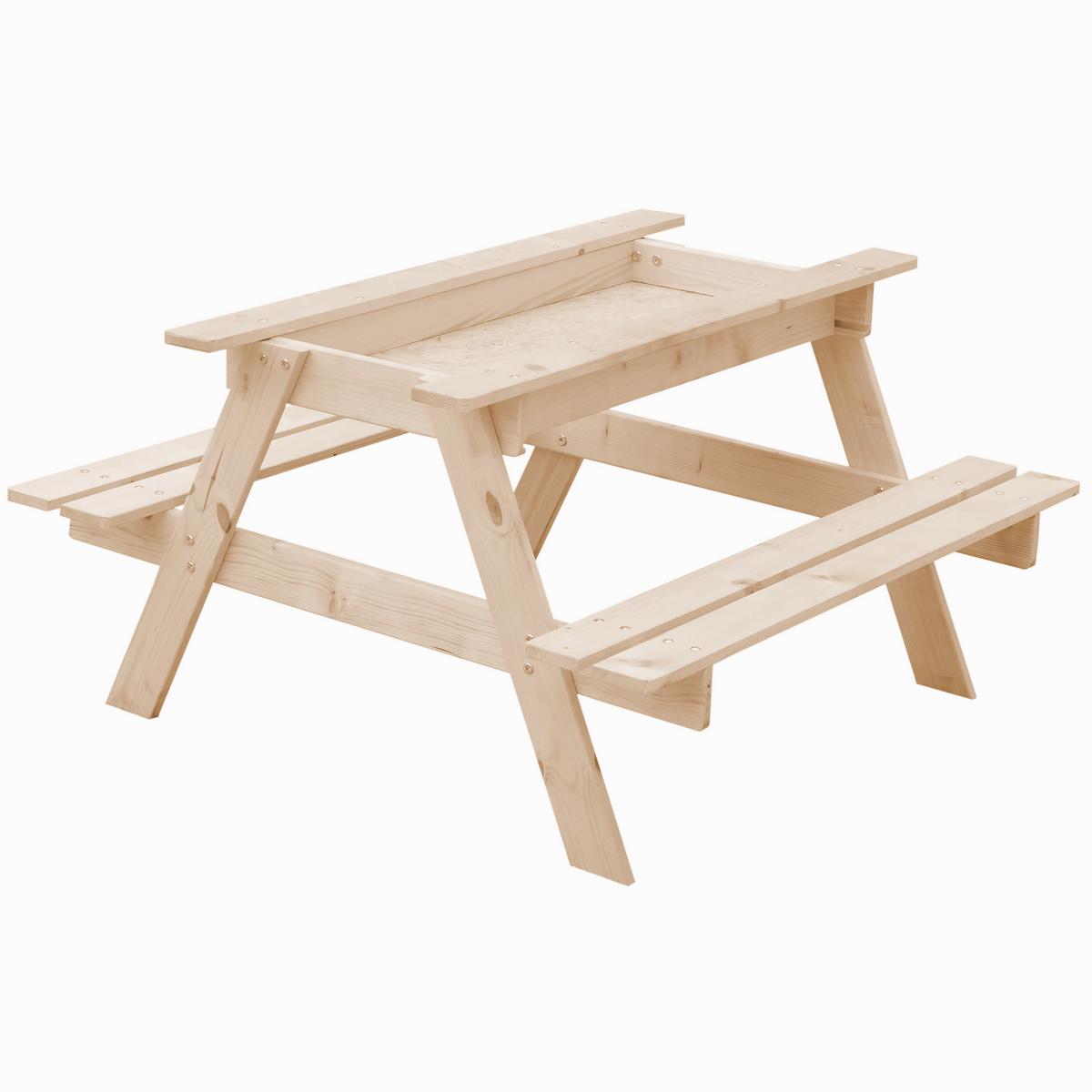KINDERSTUHL-SET aus Naturholz mit Staufach - H50 x 90 x 90 cm - M010-1 - Beige, Holz (90/50/90cm) - Timbela