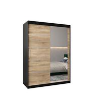 SCHWEBETÜRENSCHRANK 200/150/62 2-türig - Silberfarben/Schwarz, Holz/Kunststoff (150/200/62cm) - MÖBEL KRYSPOL
