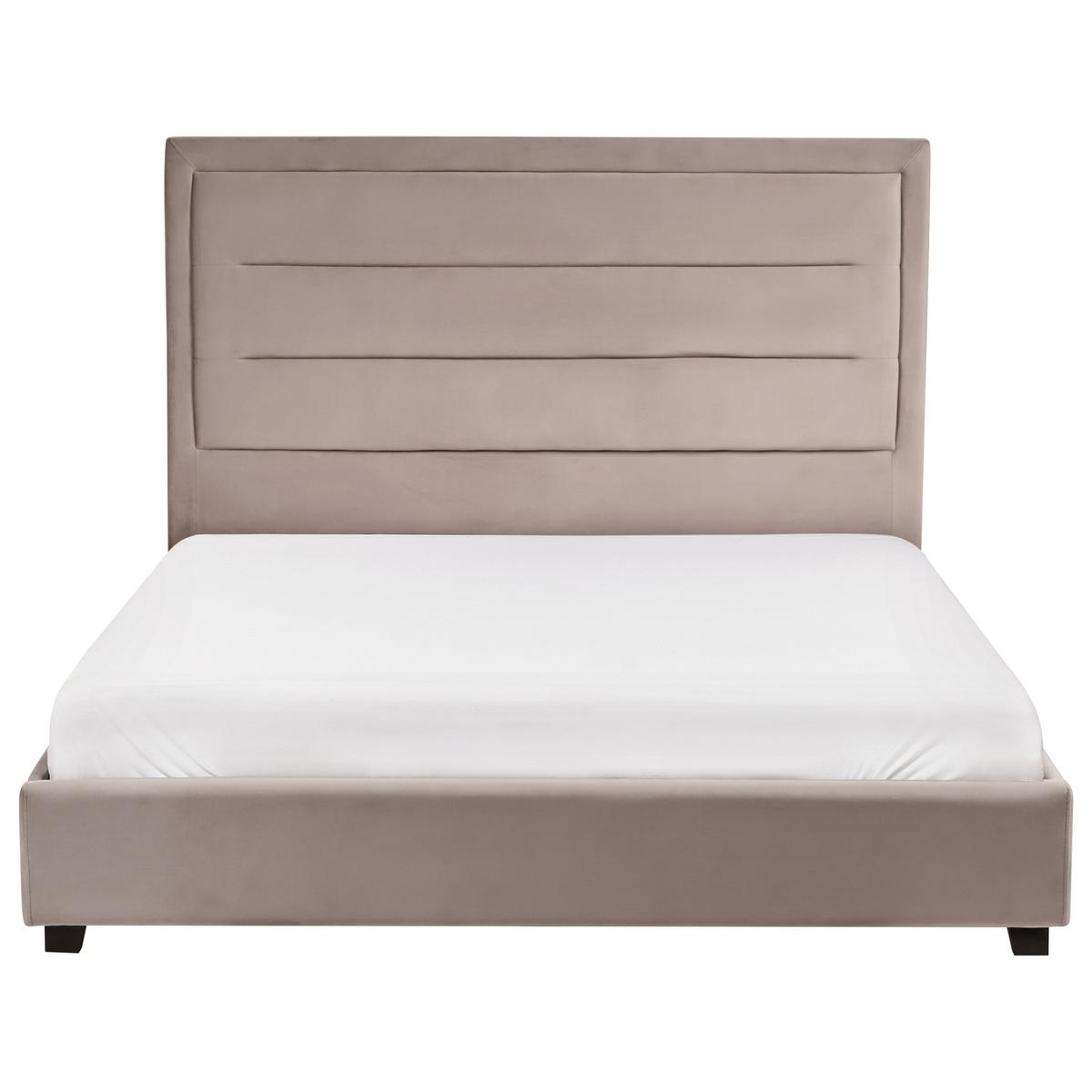 BETT mit Lattenrost 140/200 cm Taupe Rouen - Taupe/Schwarz, Textil (140/200cm) - Beliani