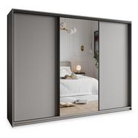 SCHWEBETÜRENSCHRANK TAVI 270/205/60 cm 3-türig mit Spiegel Graphitfarben - Graphitfarben, Holzwerkstoff (270/205/60cm) - MASSENO