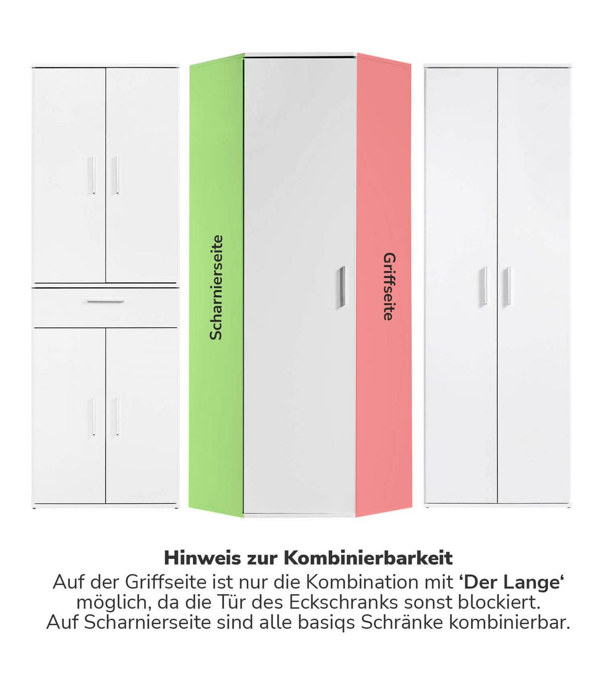 ECKSCHRANK Der Lange - Weiß, Holzwerkstoff (60/180/34cm) - Mokebo