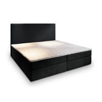 BOXBETT GIARRO 180x200 cm mit Matratze und Topper - Schwarz - Schwarz, Holz (180/200cm) - MASSENO