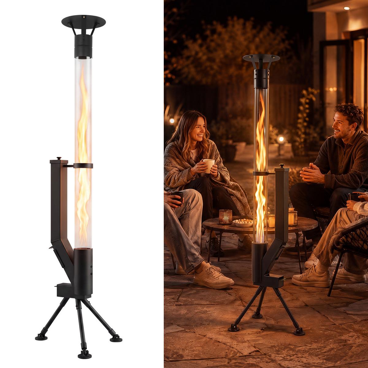 TERRASSENHEIZER Zovmar 44.5/21/167 cm - Schwarz, Glas/Metall (21/167/44.5cm) - ZMH