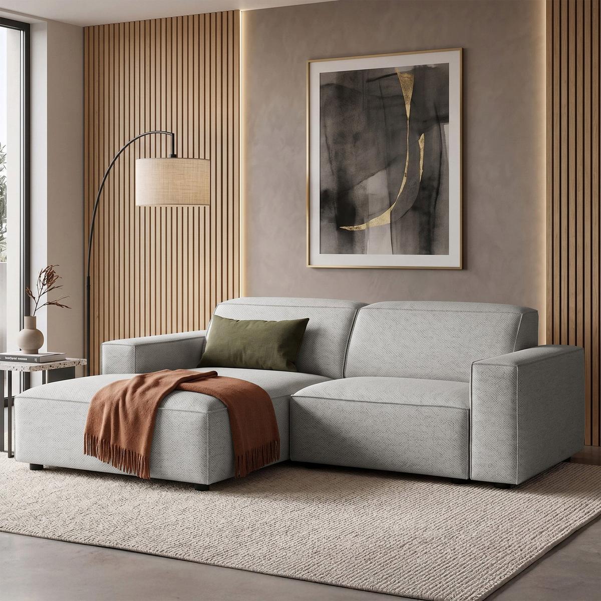 ECKSOFA Sellmo 210 cm - Hellgrau/Schwarz, Kunststoff/Textil (210/166cm) - Selsey